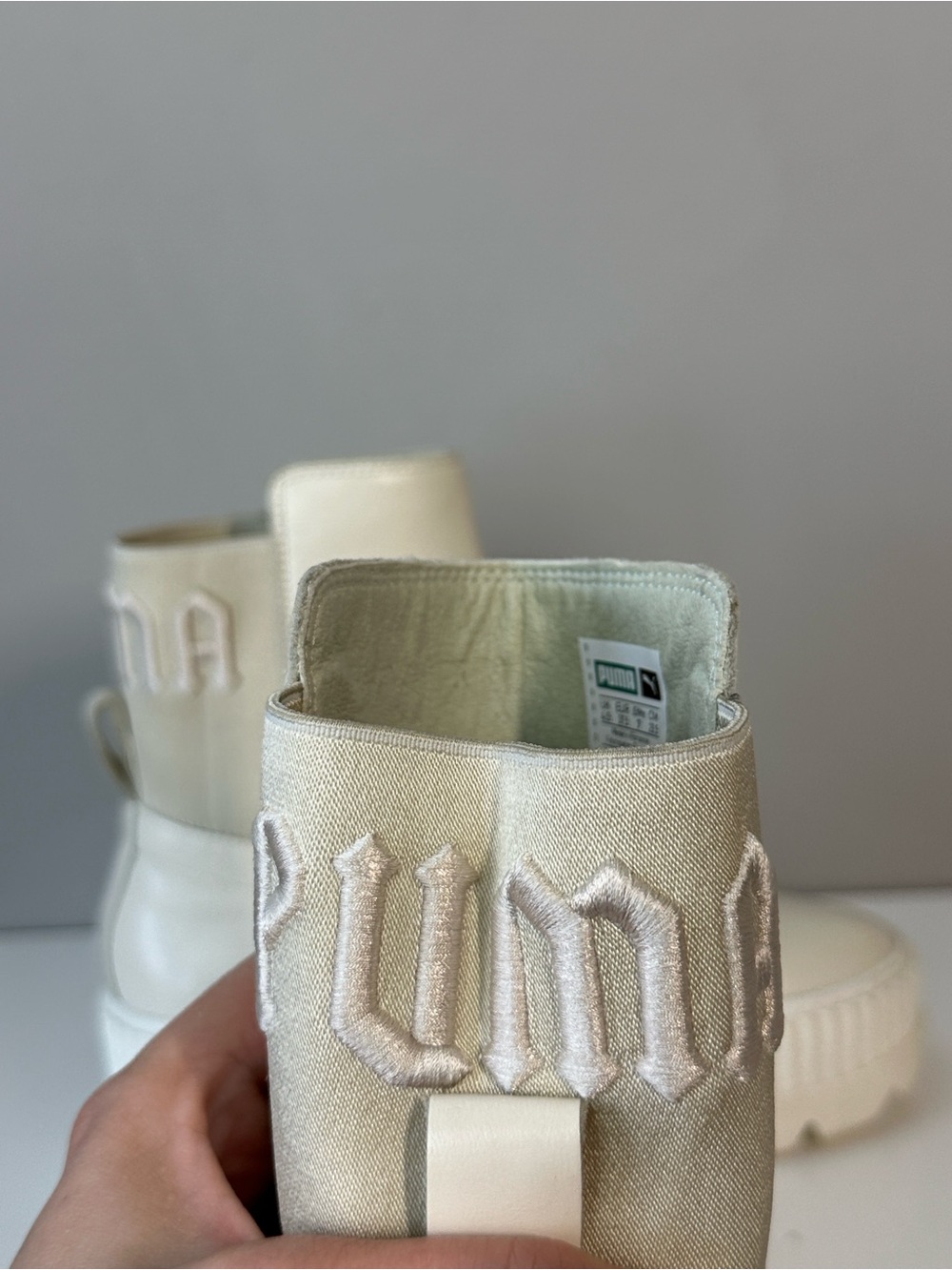 Puma Fenty by Rhianna Chelsea White Combat Boots Size 7 Punk - Picture 14 of 14